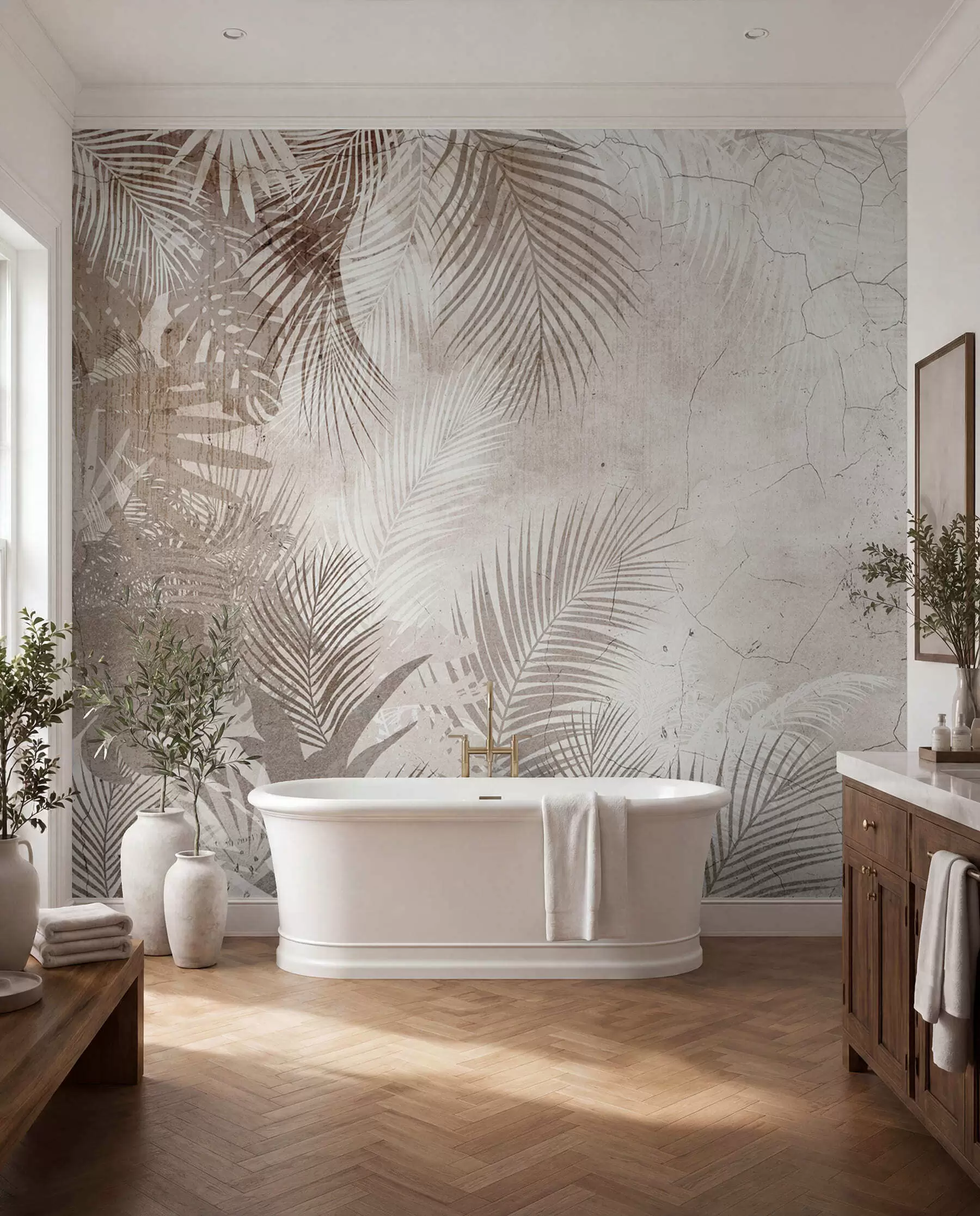 wall murals Гламурозни 3Д лишће у стилу Грунге u73583