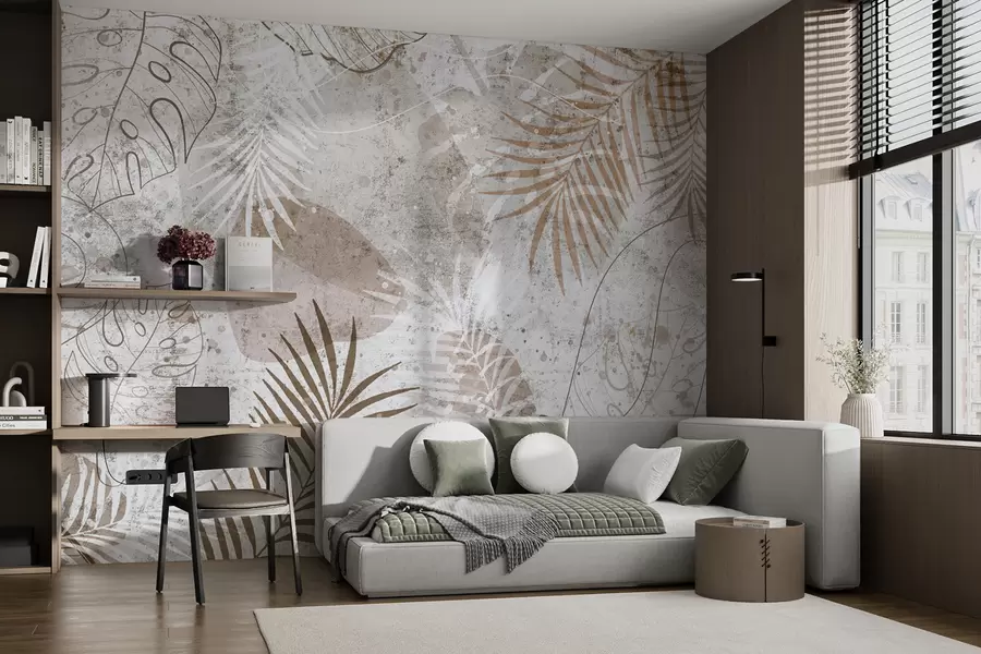 wall murals Гламурозни 3Д лишће у стилу Грунге u73584
