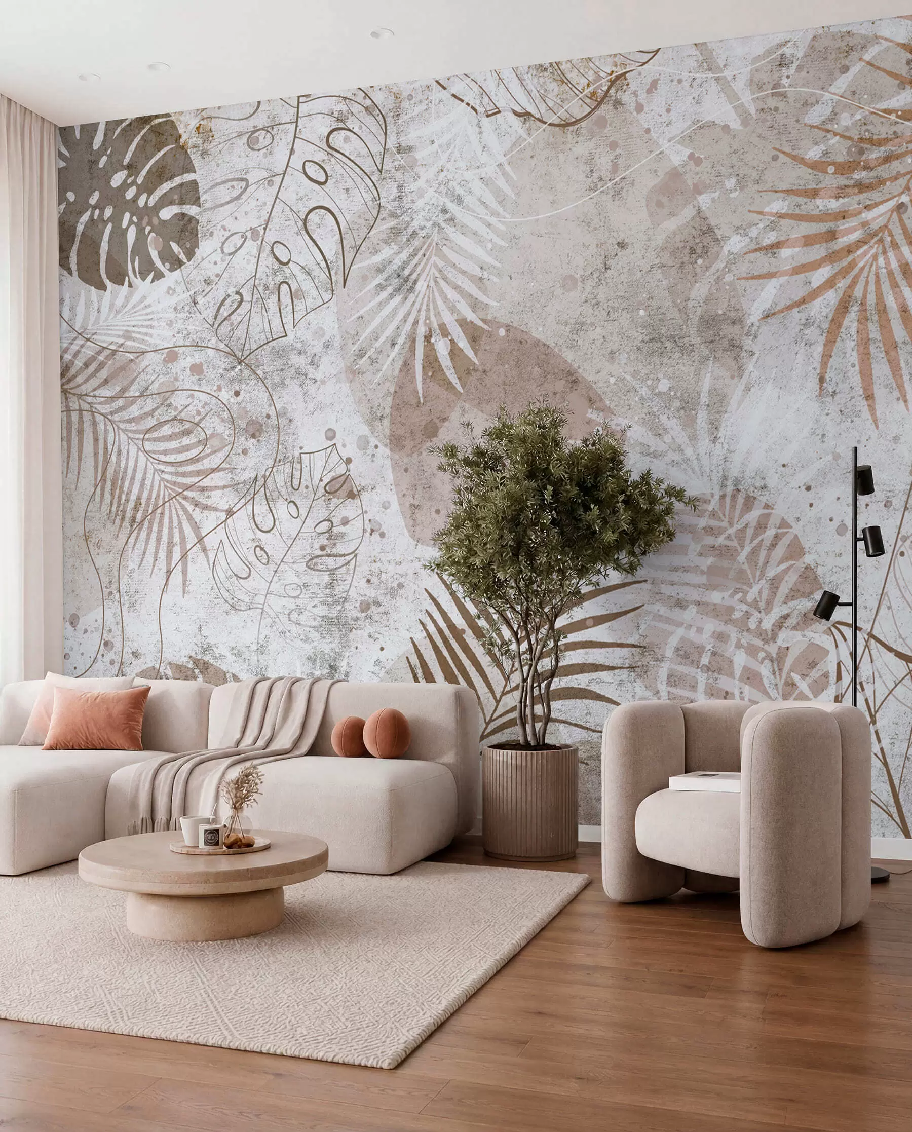 wall murals Гламурозни 3Д лишће у стилу Грунге u73584