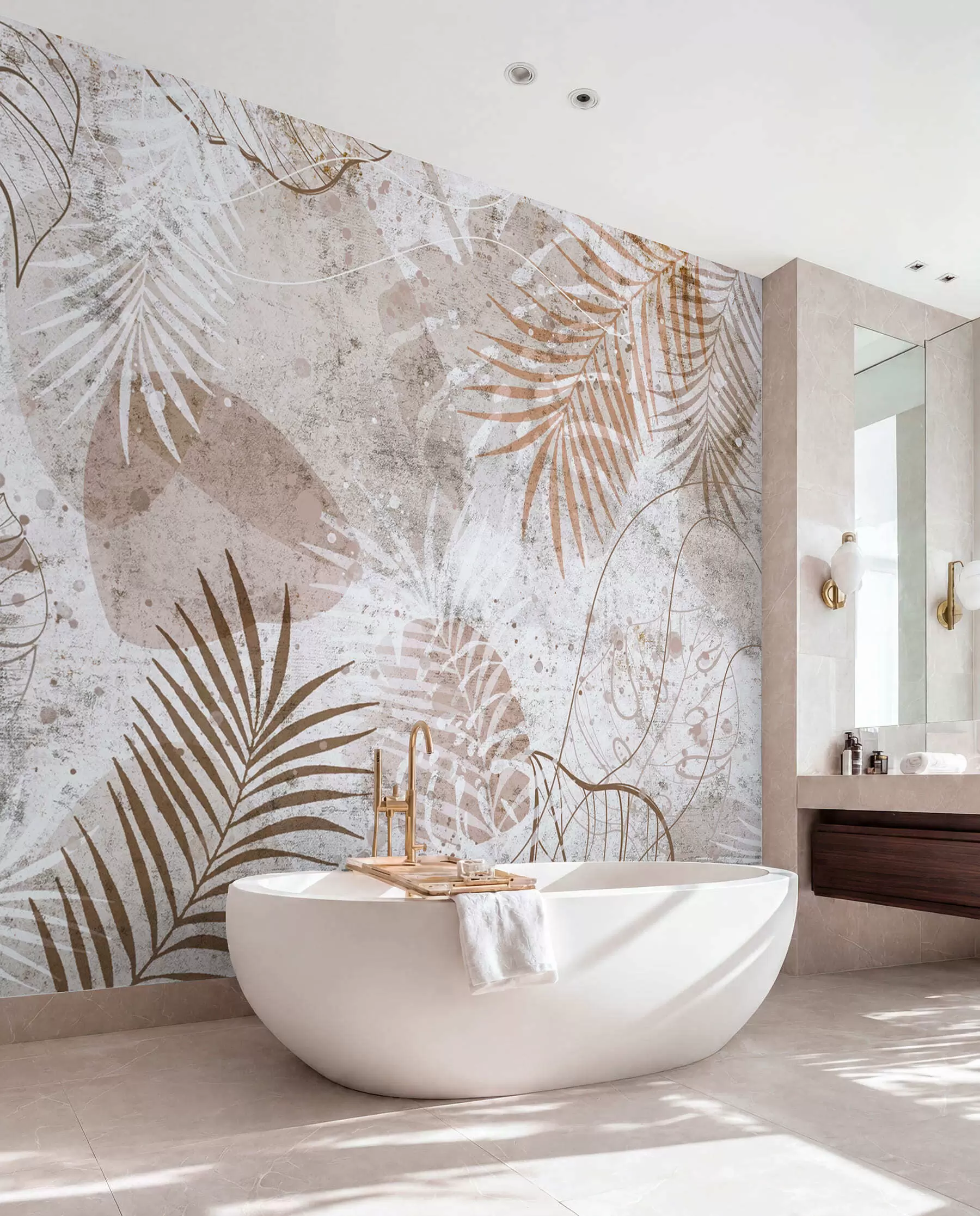 wall murals Гламурозни 3Д лишће у стилу Грунге u73584