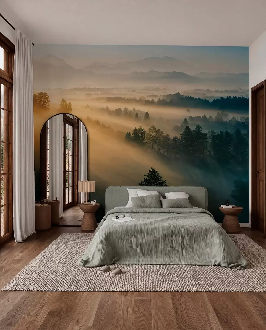 wall murals Зраци сунца и магловита шума u73864