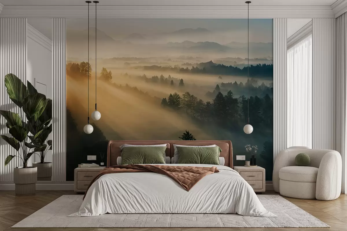 wall murals Зраци сунца и магловита шума u73864