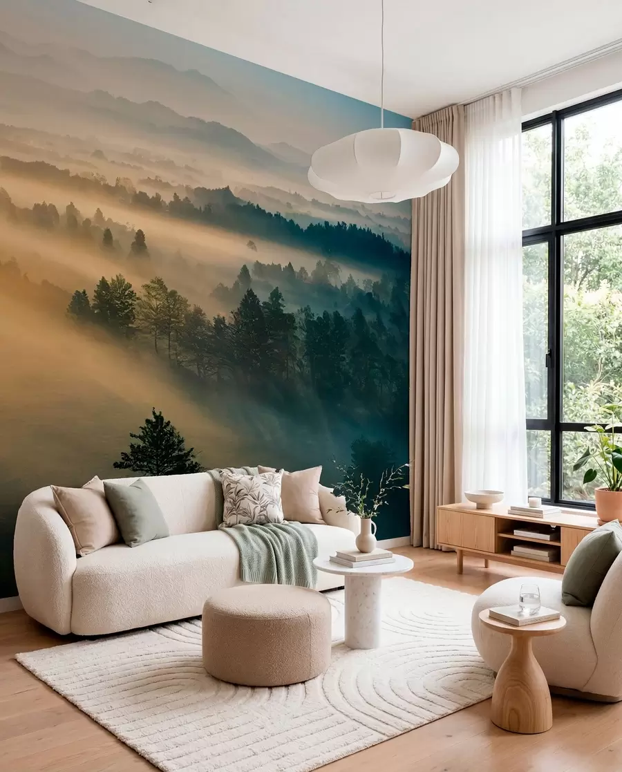 wall murals Зраци сунца и магловита шума u73864