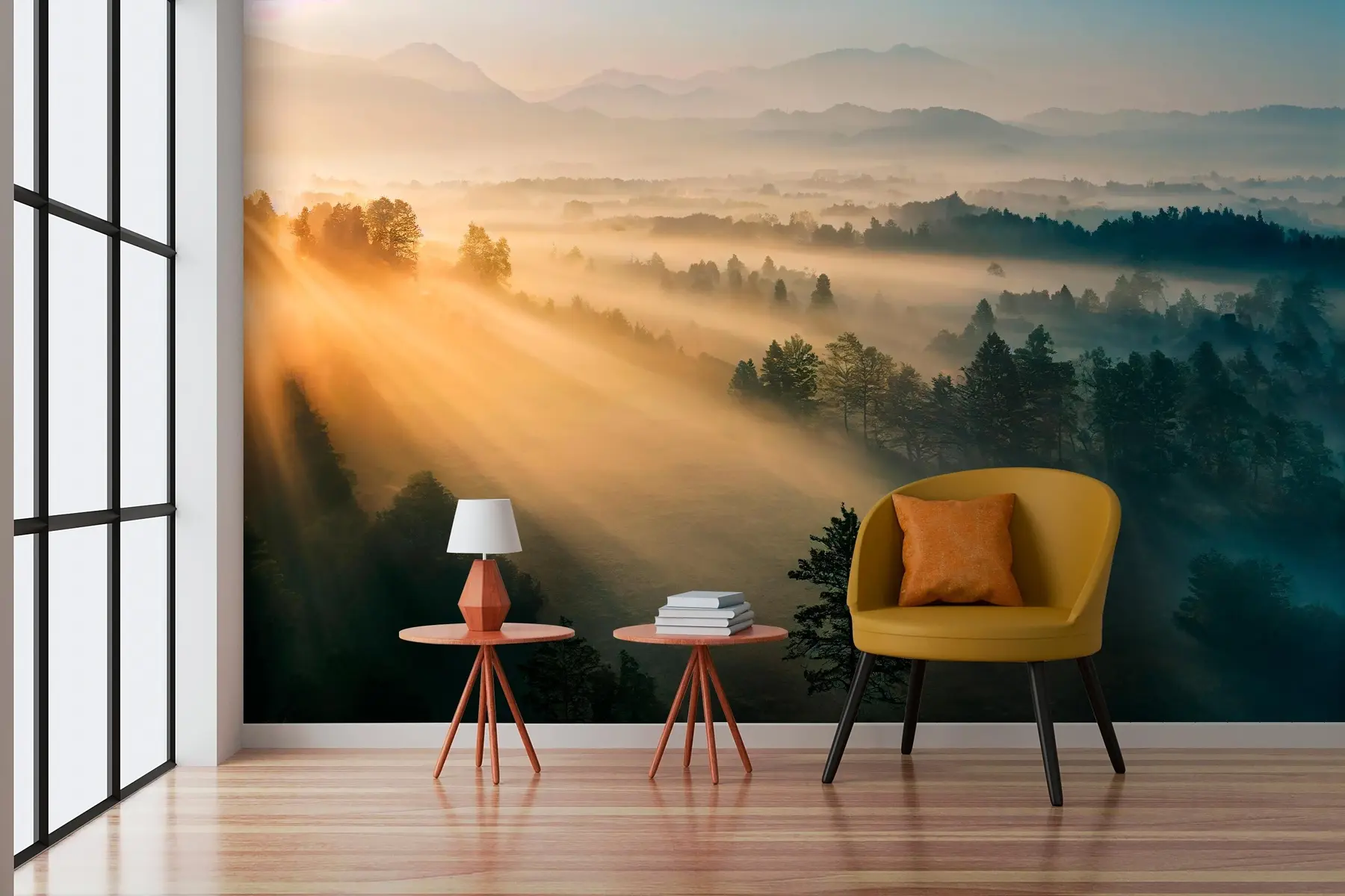 wall murals Зраци сунца и магловита шума u73864