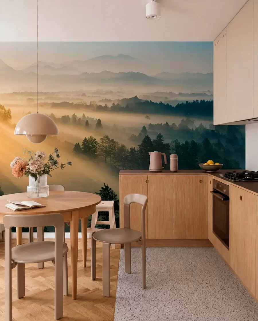 wall murals Зраци сунца и магловита шума u73864