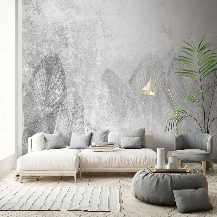 wall murals Модерни декор палмино лишће на бетонској позадини u73876