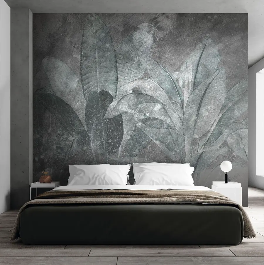 wall murals Банана лишће на каменој позадини u73884