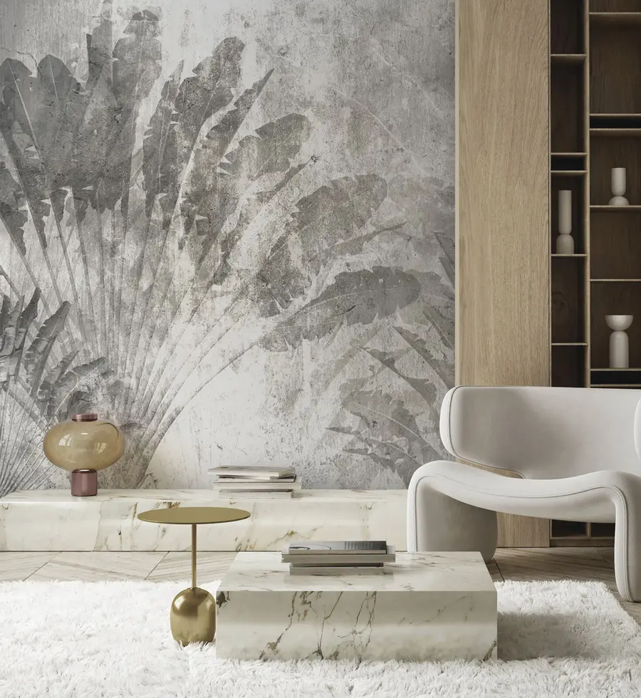 wall murals Тропски листови на каменој позадини u73885