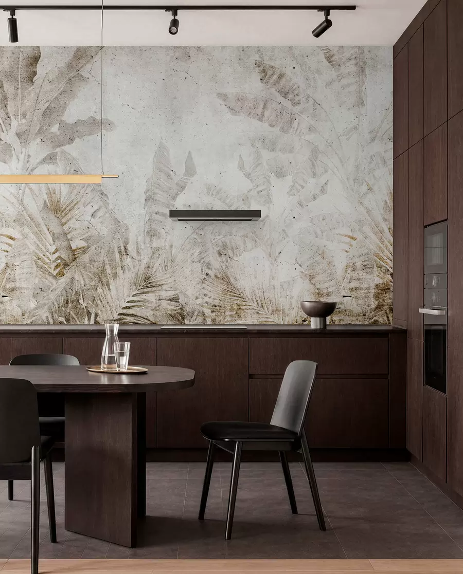 wall murals Банана лишће на бетонском зиду u73886