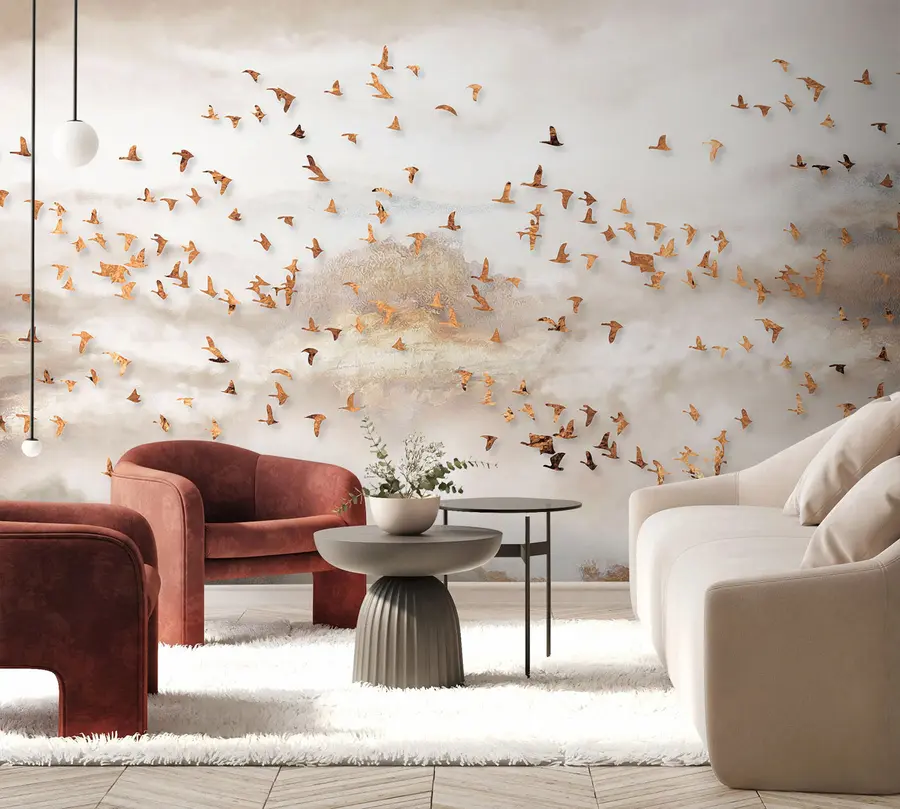 wall murals Јато птица у планинама u93537