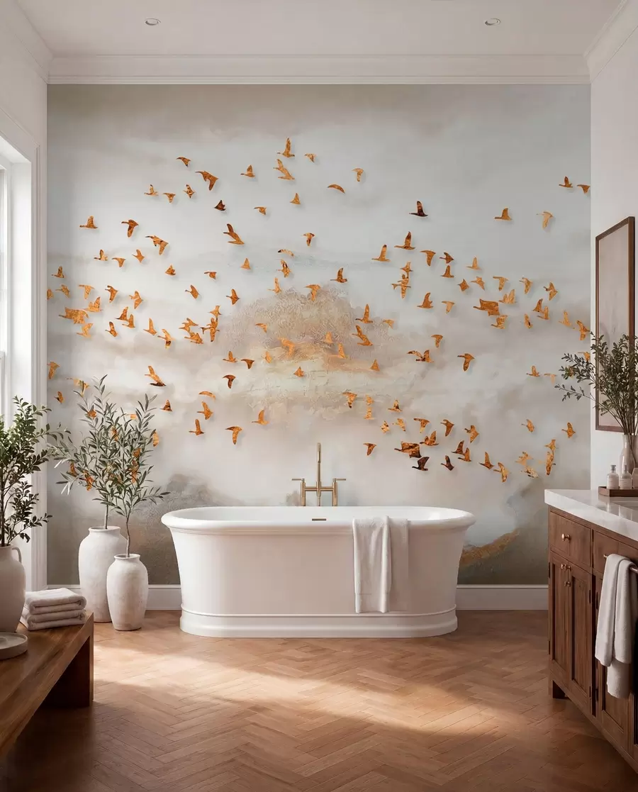 wall murals Јато птица у планинама u93537
