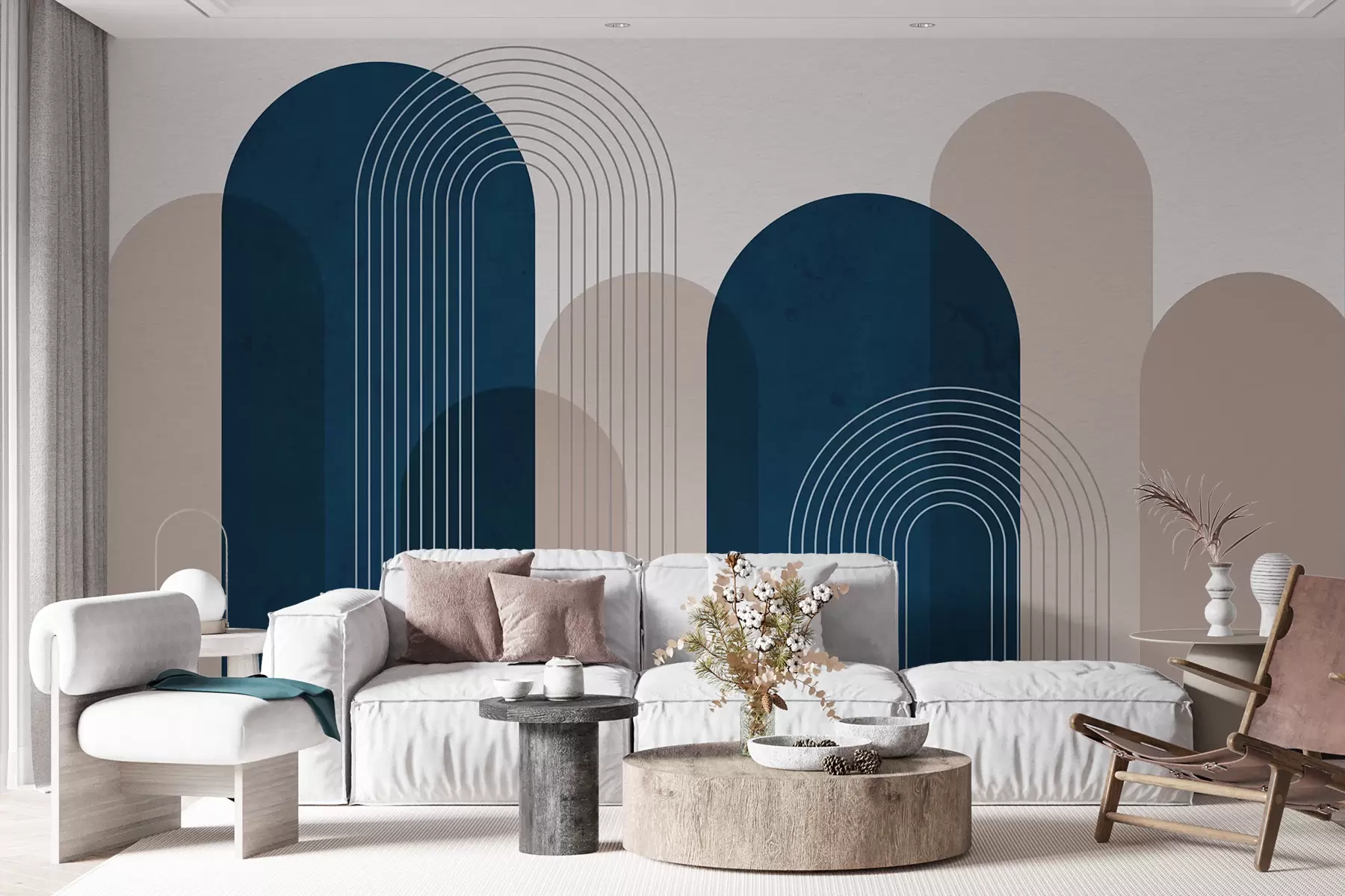 wall murals Апстрактни плави и беж лукови u73098