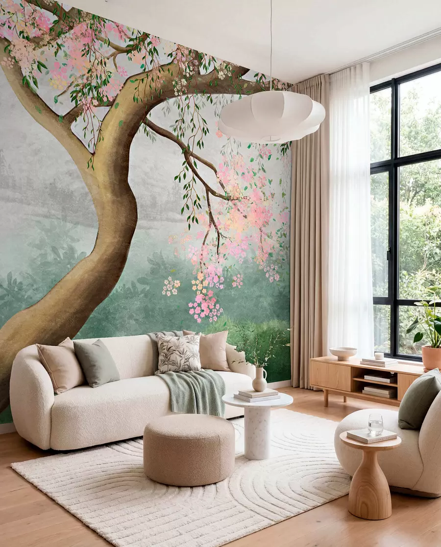 wall murals Дрво цвета на брду u93587