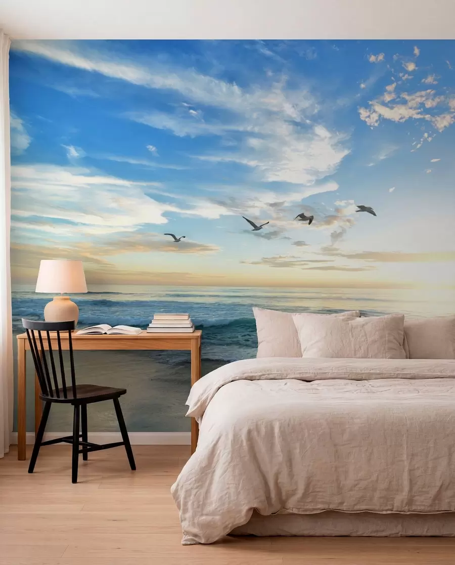 wall murals Галебови и море на изласку сунца u93607