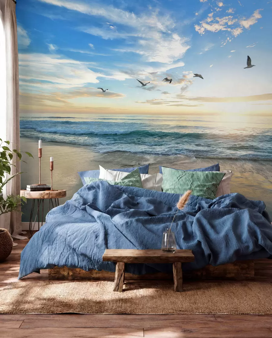 wall murals Галебови и море на изласку сунца u93607