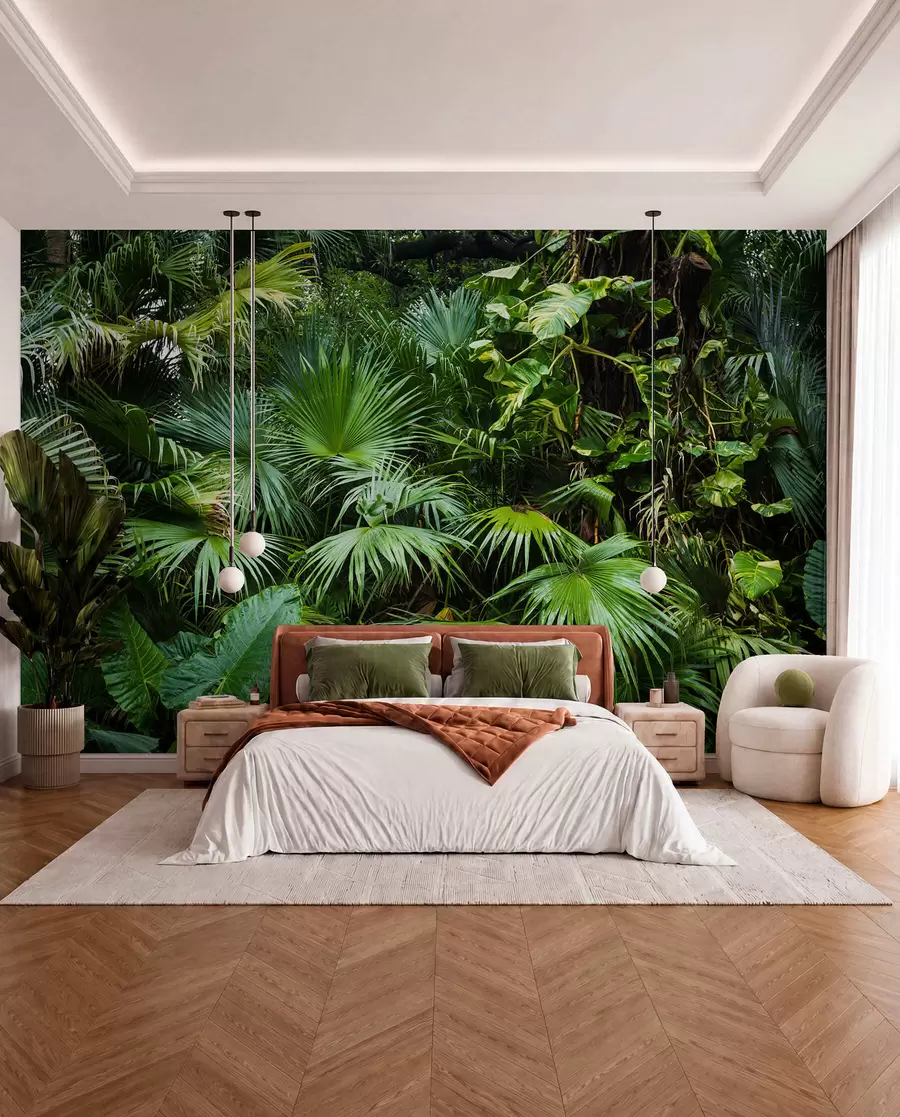 wall murals Влажни листови у џунгли u93616