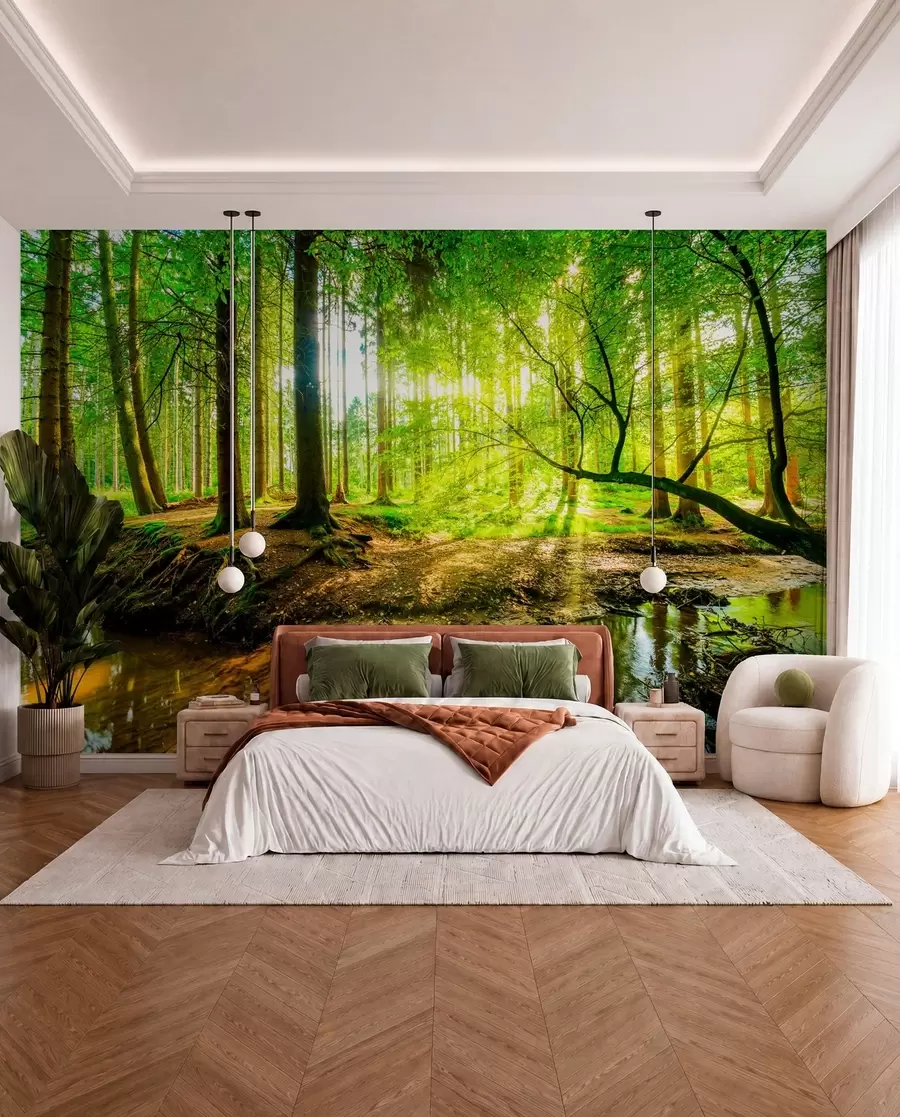 wall murals Транспарентност шумског тока u93621