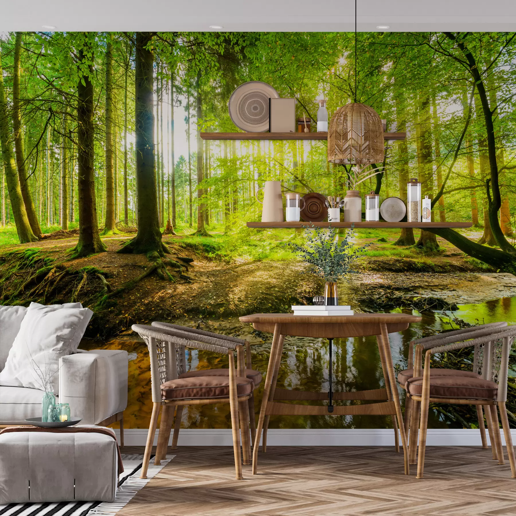 wall murals Транспарентност шумског тока u93621