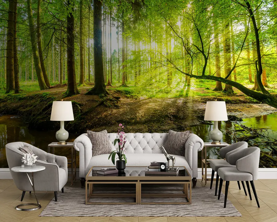 wall murals Транспарентност шумског тока u93621