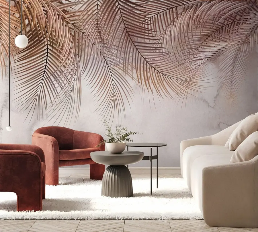 wall murals Тропски листови у магли шуми u73826