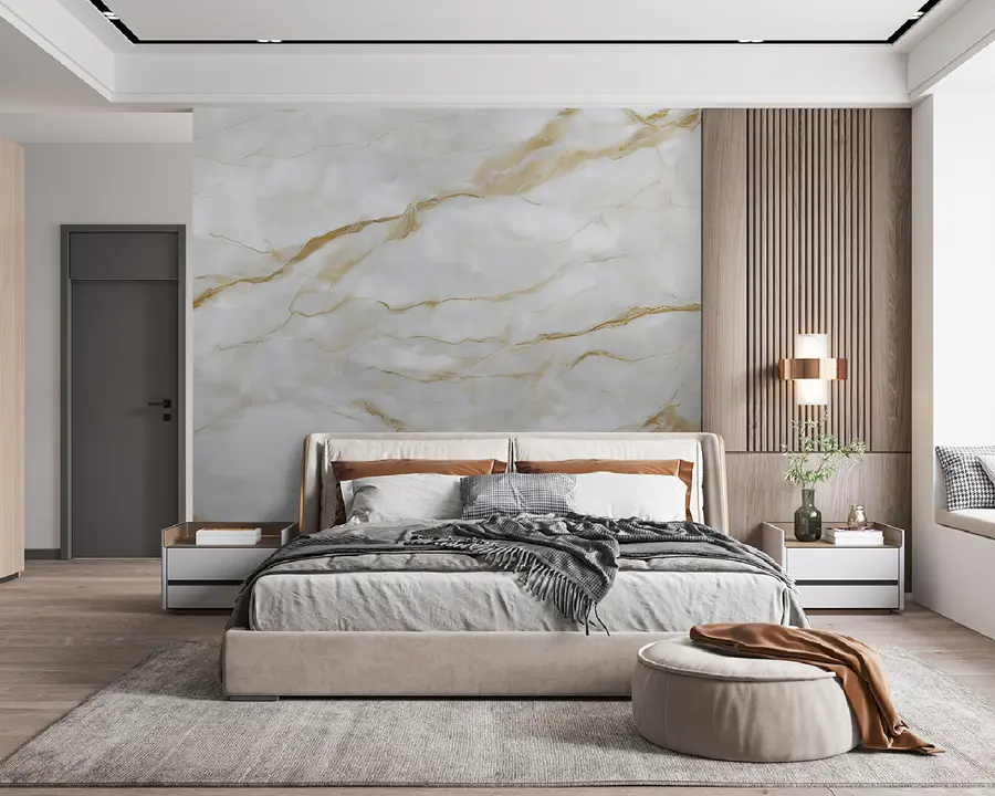 wall murals Бели мермер са беж линијама u93433