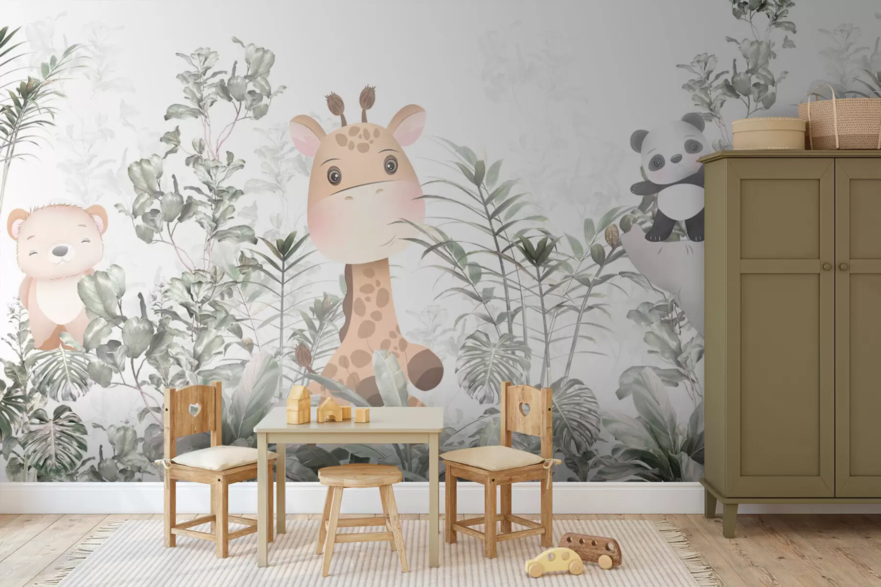 wall murals Слатке животиње међу дрвећем u78591