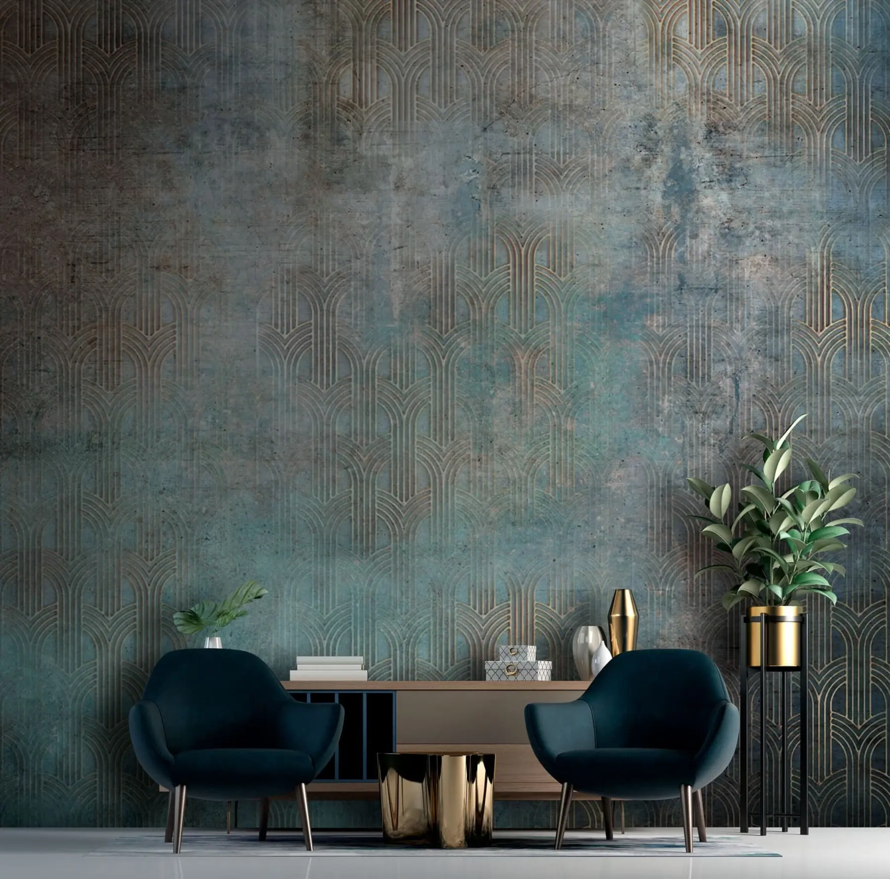 wall murals Лучни узорак на зиду Грунге u73973