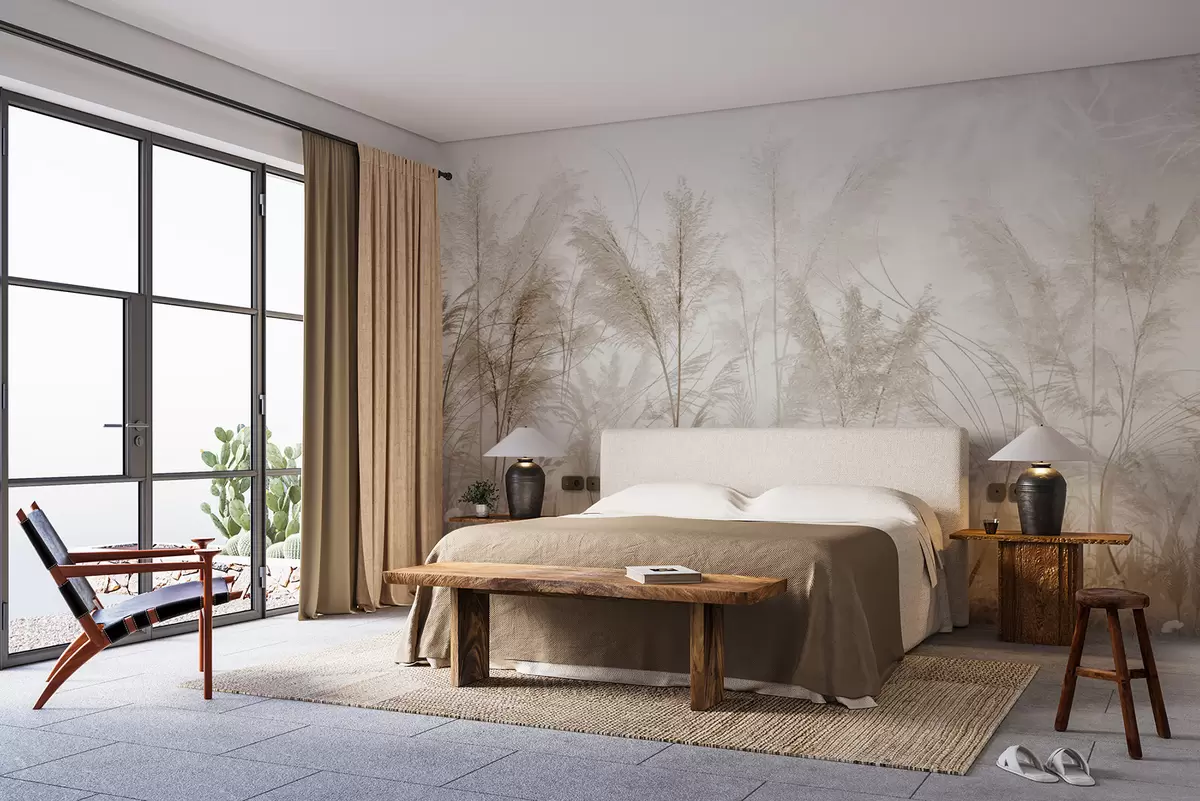 wall murals Branches in the fog style boho u73981