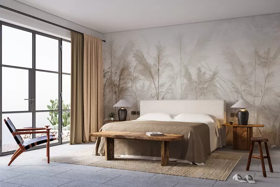 wall murals Branches in the fog style boho u73981