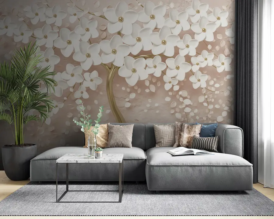 wall murals Цветно дрво са великим цветовима у ружичастим нијансама u37065v3