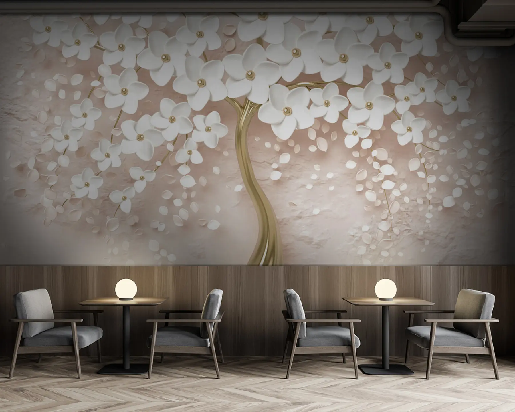 wall murals Цветно дрво са великим цветовима у ружичастим нијансама u37065v3