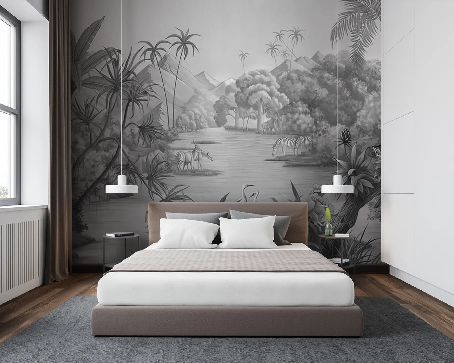 wall murals Црно-бели тропи u59040