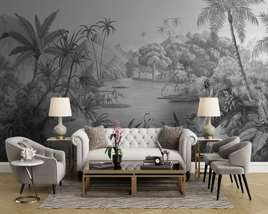 wall murals Црно-бели тропи u59040
