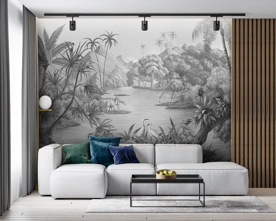 wall murals Црно-бели тропи u59040