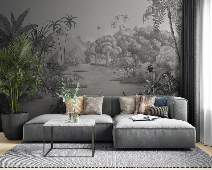 wall murals Црно-бели тропи u59040
