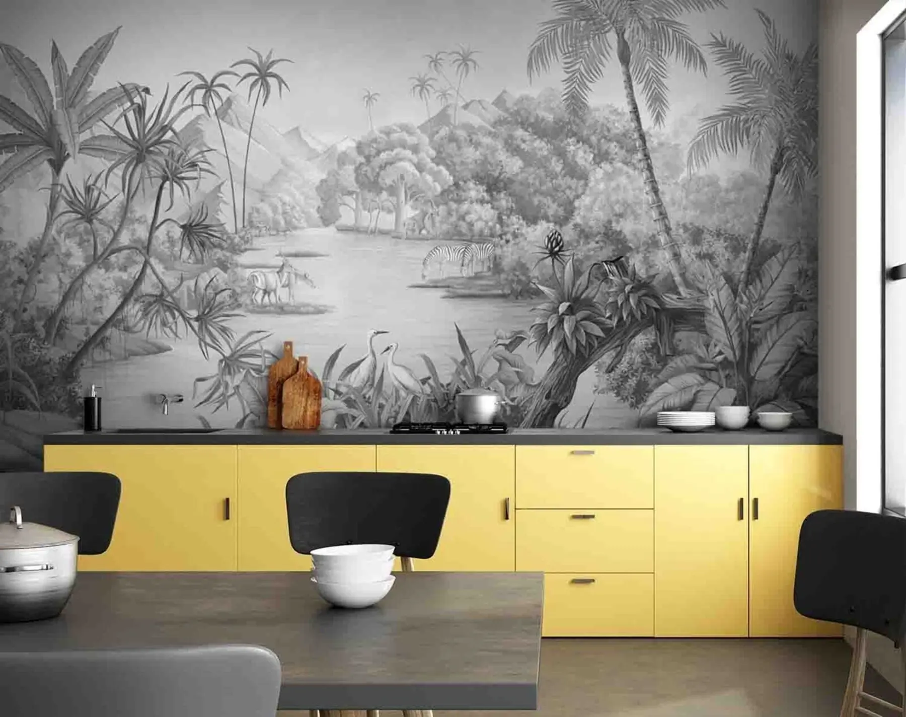 wall murals Црно-бели тропи u59040
