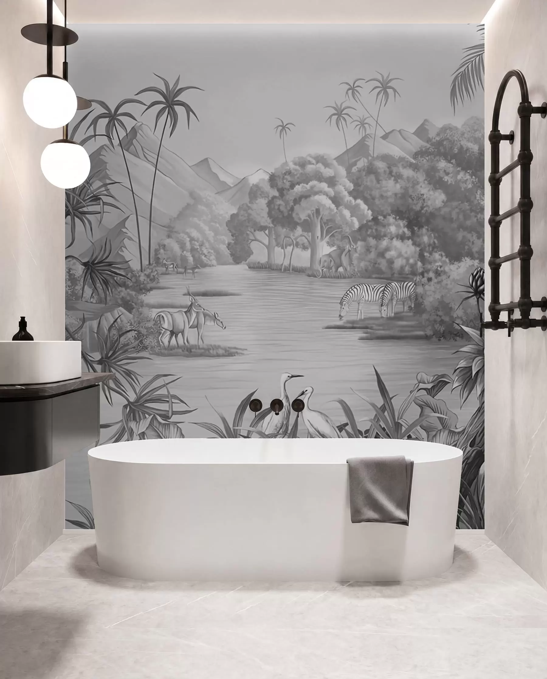 wall murals Црно-бели тропи u59040