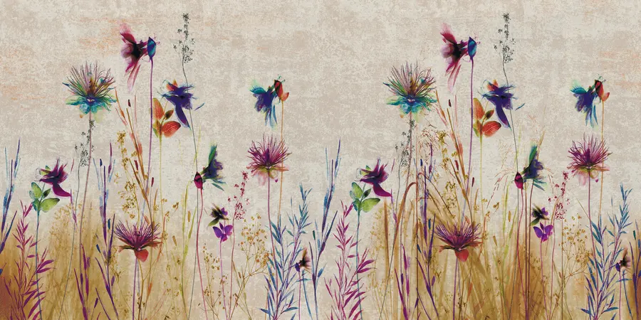 wall murals Необично високо цвеће на беж позадини u93672