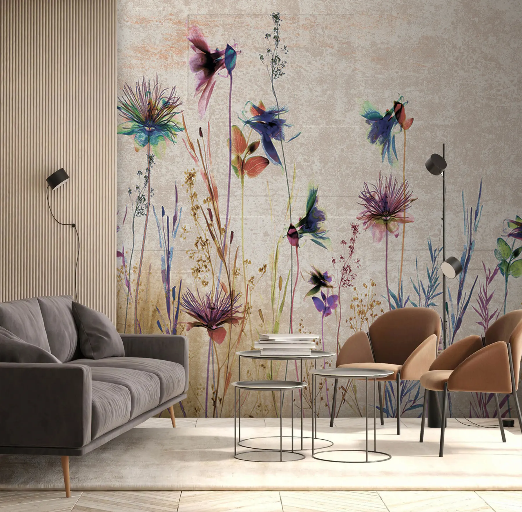 wall murals Необично високо цвеће на беж позадини u93672