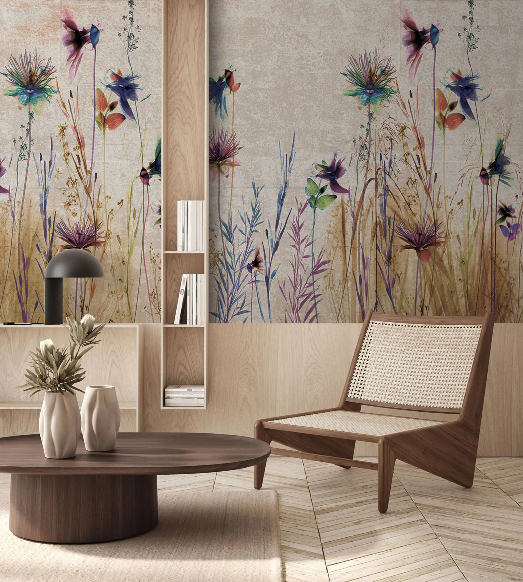 wall murals Необично високо цвеће на беж позадини u93672