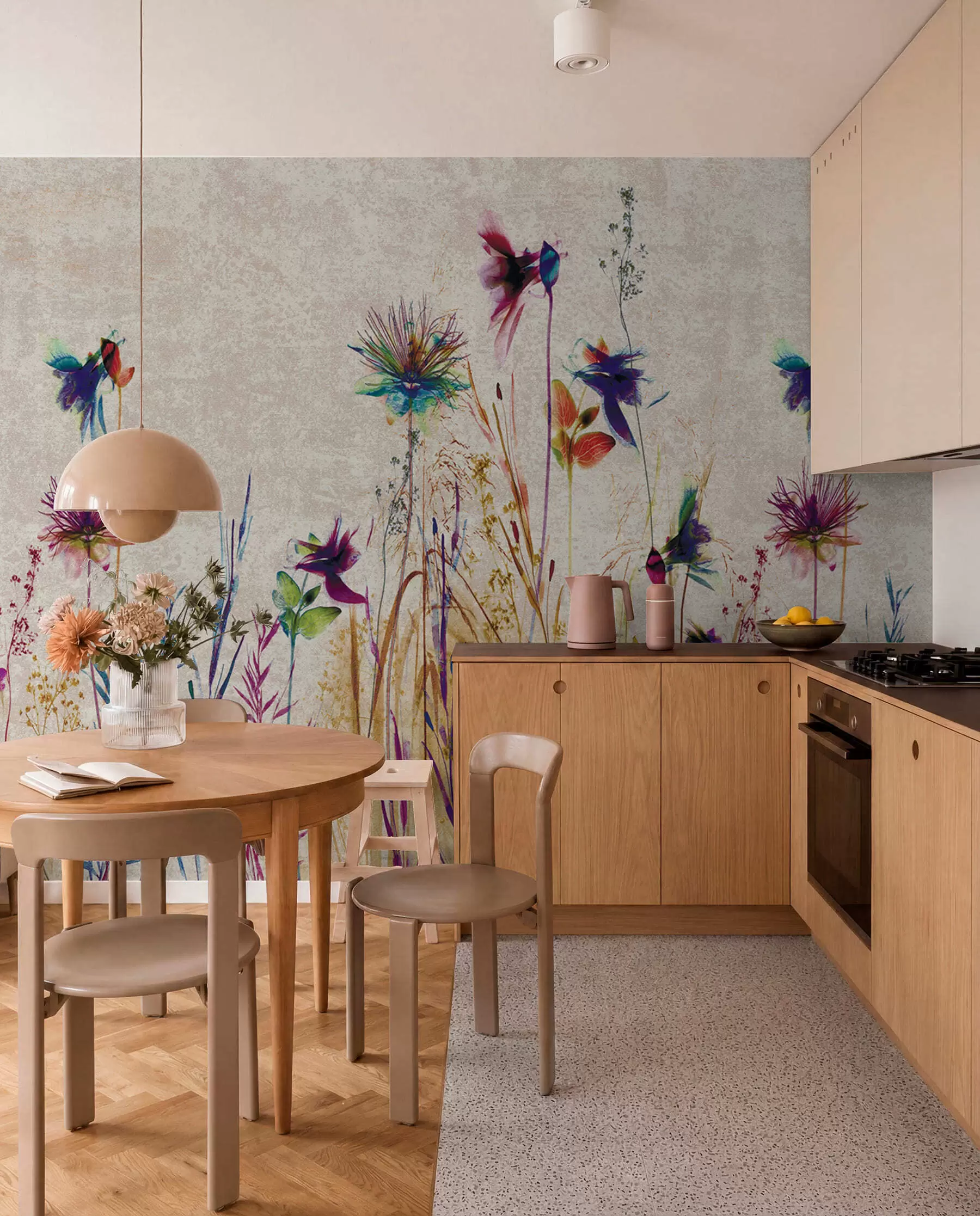 wall murals Необично високо цвеће на беж позадини u93672
