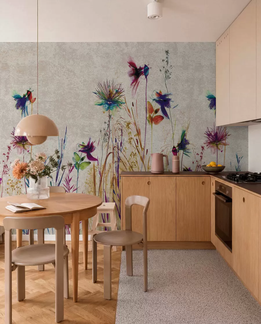wall murals Необично високо цвеће на беж позадини u93672