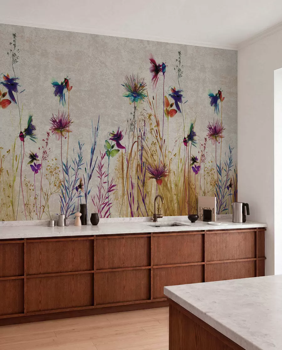 wall murals Необично високо цвеће на беж позадини u93672