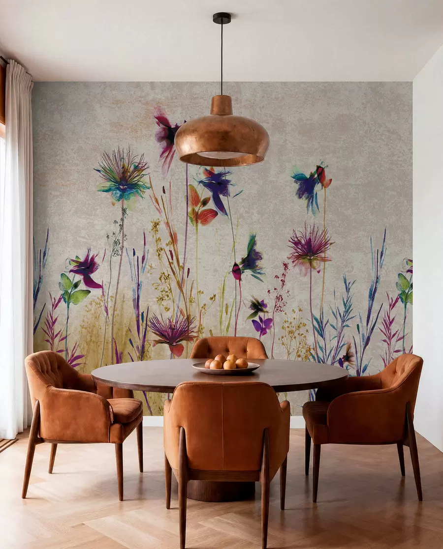 wall murals Необично високо цвеће на беж позадини u93672