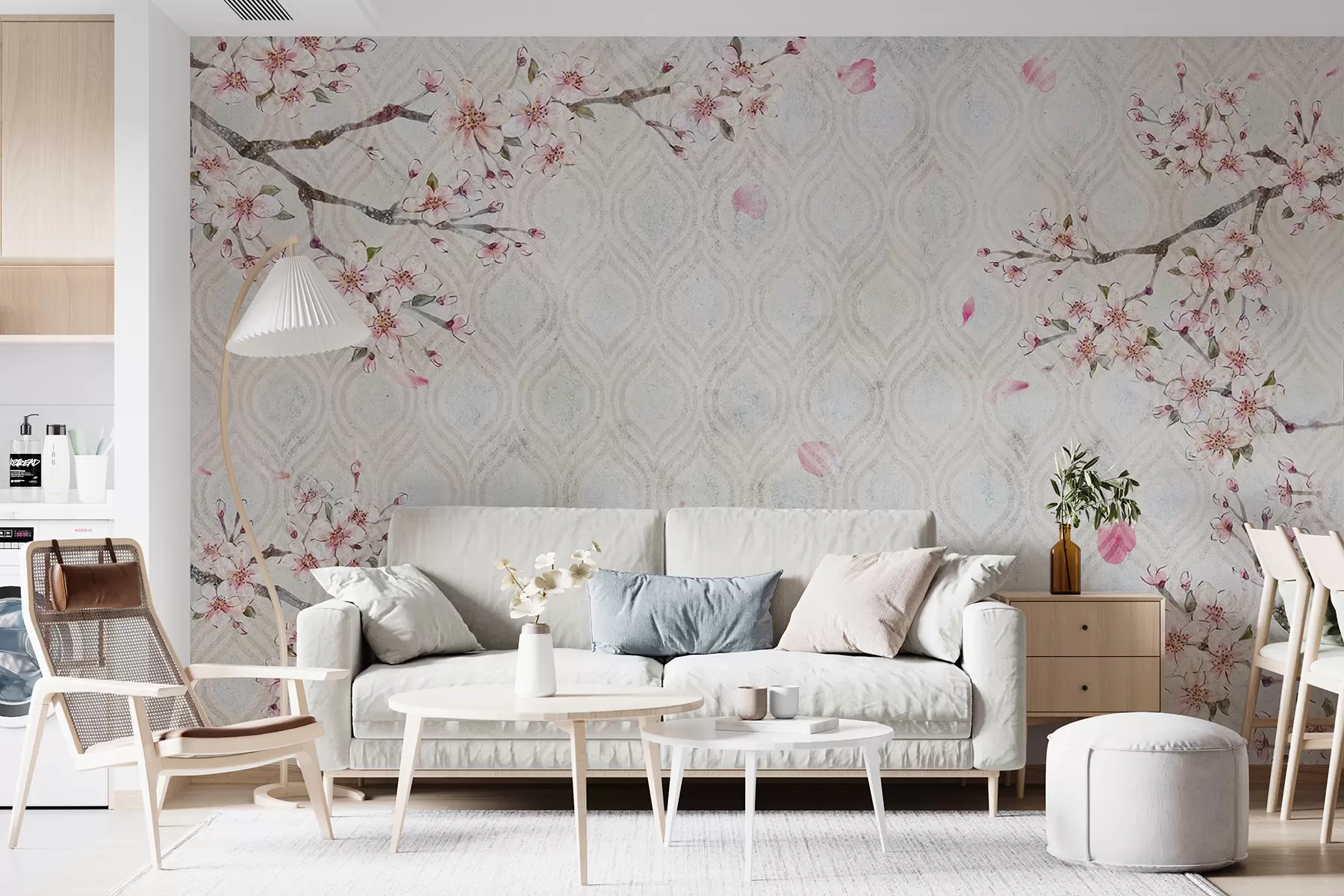 wall murals Сакура цвеће у винтаге стилу u74383