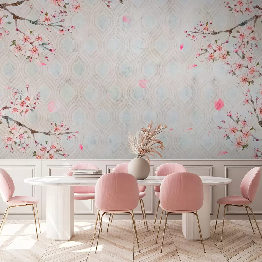 wall murals Сакура цвеће у винтаге стилу u74383