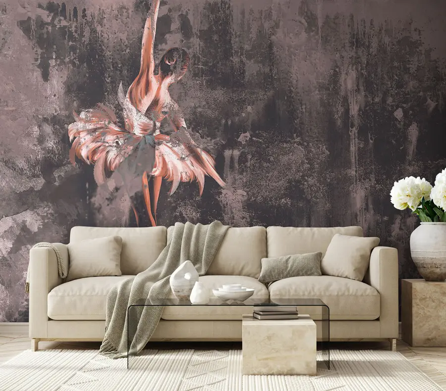 wall murals Случна силуета балерина са акварелским елементима u78697