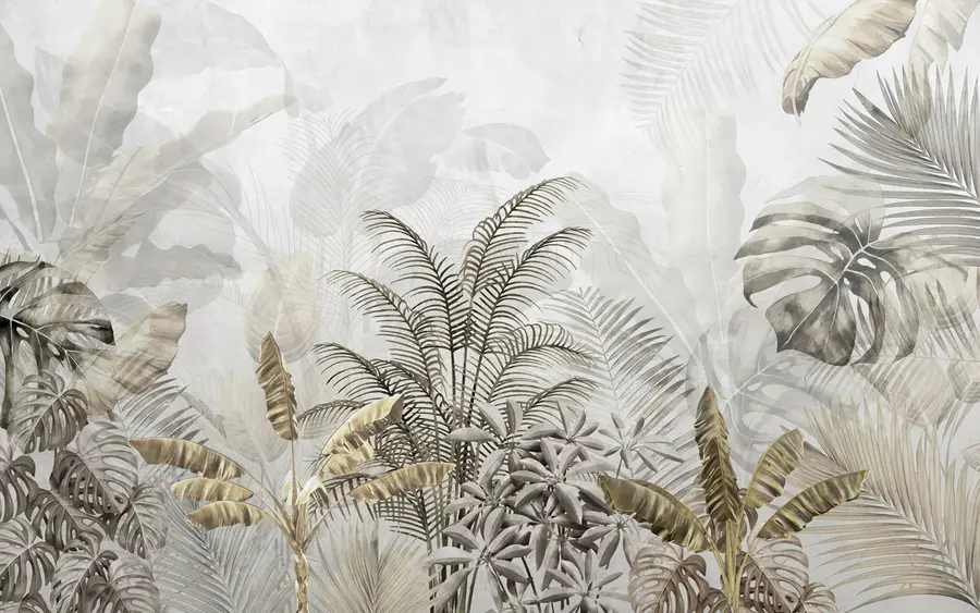 wall murals Палме у сивој боји u71284