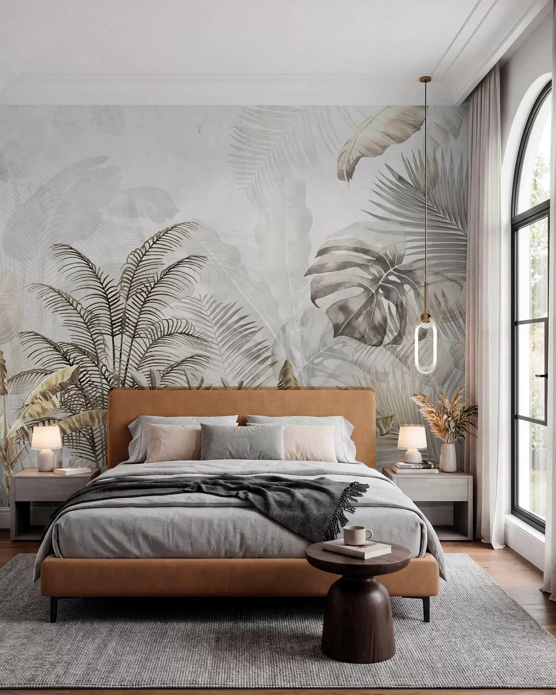wall murals Палме у сивој боји u71284