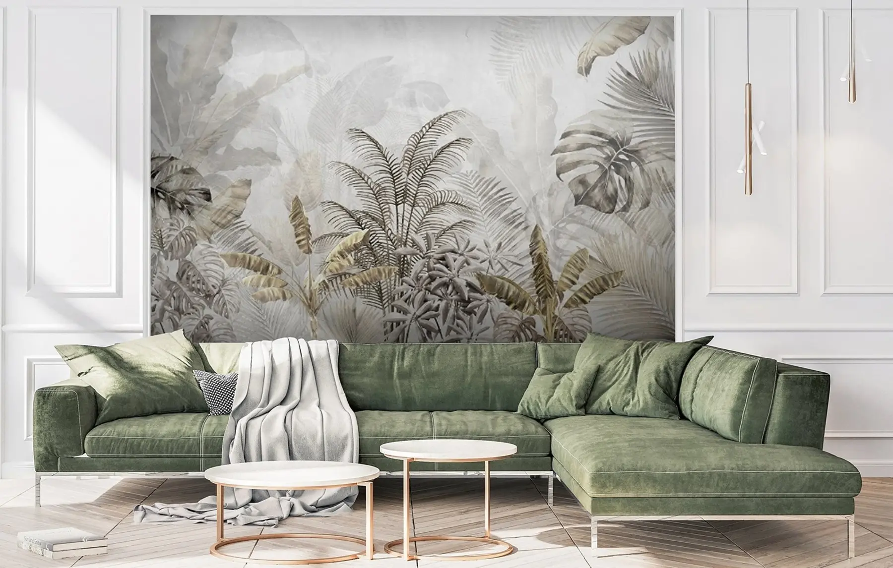 wall murals Палме у сивој боји u71284